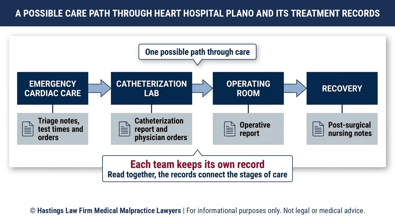 ¿Cómo revisa un abogado especializado en negligencia médica los registros de los pacientes con problemas cardíacos del Baylor Scott & White The Heart Hospital de Plano?.