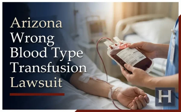 A medical professional holds blood bags near a patient's arm in a hospital, illustrating the complex situations an Arizona Wrong Blood Type Transfusion lawyer addresses for individuals.