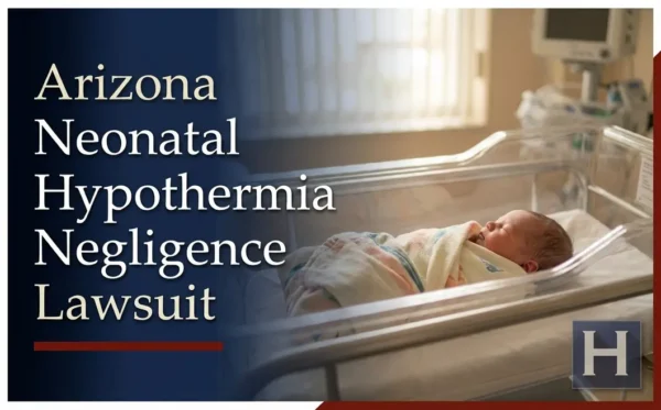 Un bebé recién nacido duerme plácidamente en una cuna de un hospital de Arizona, lo que ilustra los posibles casos de negligencia por hipotermia neonatal que un abogado podría investigar.