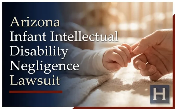 A parent's hand gently holds a baby's tiny hand, illustrating how an Arizona Infant Intellectual Disability Negligence lawyer can assist families.