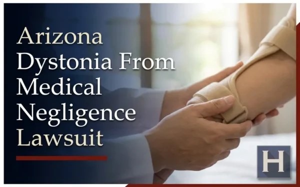 Un profesional sujeta con delicadeza el brazo inmovilizado de una persona, lo que ilustra la dedicación con la que trabaja un abogado especializado en casos de distonía por negligencia médica en Arizona.