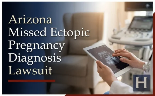 A medical professional reviews an ultrasound scan on a tablet, underscoring the importance of an Arizona Missed Ectopic Pregnancy Diagnosis lawyer for patient advocacy.