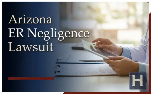 Un profesional médico revisa registros digitales en una tableta y documentos, destacando la cuidadosa atención que un abogado de negligencia en urgencias de Arizona presta a los casos.
