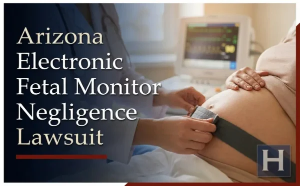 A medical professional attaches an electronic fetal monitor to a pregnant woman's abdomen, illustrating potential Electronic Fetal Monitor Negligence, concerns an Arizona lawyer can address.