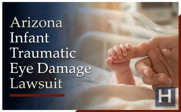 A baby's tiny hand grasps an adult's finger in a hospital, illustrating an Arizona Infant Traumatic Eye Damage lawyer's focus for families with concerns about potential harm.