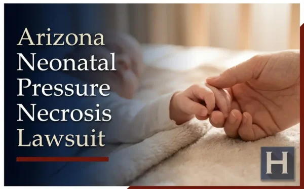 La mano de un adulto acaricia la manita de un bebé, lo que pone de relieve la posible preocupación por la necrosis por presión neonatal para un abogado especializado en este tema en Arizona.