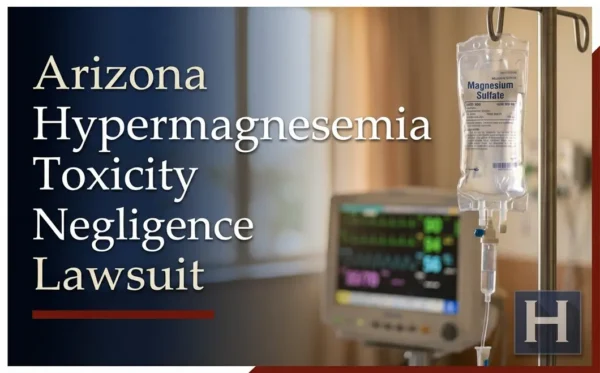A Magnesium Sulfate IV bag and medical monitor in a hospital room are illustrating a potential Arizona Hypermagnesemia Toxicity Negligence claim, handled by a dedicated lawyer.