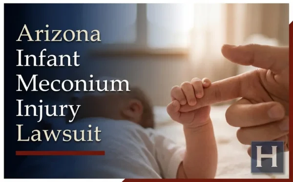 La manita de un bebé se aferra al dedo de un adulto bajo una luz tenue, lo que pone de relieve la preocupación por las lesiones por meconio en los recién nacidos entre las familias que buscan un abogado en Arizona.