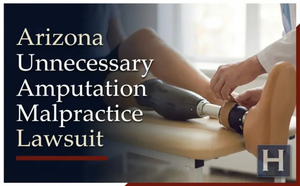 Un profesional médico atiende a un paciente con una prótesis de pierna, lo que ilustra los complejos asuntos que defiende un abogado especializado en negligencia médica por amputaciones innecesarias en Arizona.