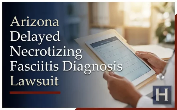A medical professional reviews patient data on a tablet, underscoring the complexities involved for an Arizona Delayed Necrotizing Fasciitis Diagnosis lawyer.