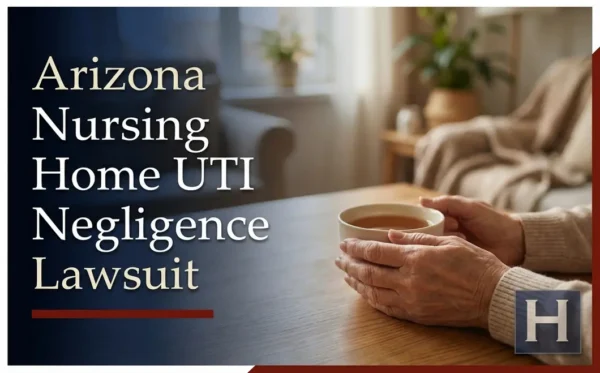 Las manos de una persona mayor sostienen una taza caliente sobre una mesa de madera en un hogar acogedor, lo que pone de relieve el apoyo que brinda un abogado especializado en casos de negligencia por infecciones urinarias en residencias de ancianos de Arizona.