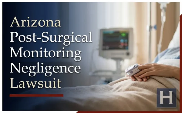 Un paciente en una cama de hospital de Arizona con un oxímetro de pulso de dedo y un monitor de signos vitales pone de relieve las posibles preocupaciones de Negligencia de Monitoreo Postquirúrgico para un abogado de Arizona.