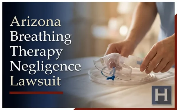 A medical professional's hands prepare a nebulizer mask, illustrating concerns an Arizona Breathing Therapy Negligence lawyer may investigate.