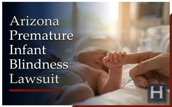 A premature infant's tiny hand grips an adult's finger in a hospital, illustrating concerns an Arizona Premature Infant Blindness lawyer may address for potential medical errors.