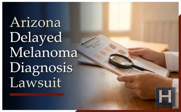 Un profesional examina una tabla sobre el cáncer de piel con una lupa, lo que refleja las preocupaciones que aborda un abogado especializado en casos de diagnóstico tardío de melanoma en Arizona.
