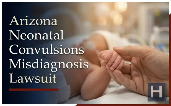 La manita de un bebé sostiene el dedo de un adulto en un entorno hospitalario, lo que pone de relieve la necesidad de contar con el mejor abogado especializado en casos de diagnóstico erróneo de convulsiones neonatales en Arizona.