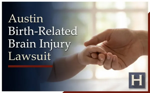 Una cuidadosa mano de adulto sostiene la pequeña mano de un bebé, subrayando el enfoque compasivo de un abogado de lesiones cerebrales relacionadas con el nacimiento de Austin.