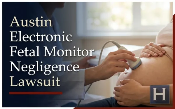 Un profesional médico realiza una ecografía en el abdomen de una mujer embarazada, lo que pone de manifiesto una posible negligencia en el uso del monitor fetal electrónico, un asunto que podría abordar un abogado de Austin.