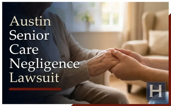 A younger person gently holds the hands of an elderly individual in a bright room, illustrating the need for an Austin Senior Care Negligence lawyer.