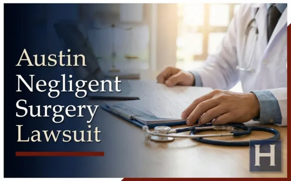 Un médico con bata blanca y estetoscopio revisa documentos médicos, haciendo hincapié en los aspectos legales que un abogado especializado en negligencia quirúrgica de Austin aborda en relación con una posible negligencia médica.