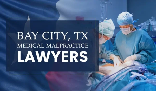 The State flag of Texas blending into a healthcare setting in Bay City where medical negligence has occurred, depicting the need for Medical Malpractice Lawyers to help patients harmed by medical professionals and healthcare facilities.