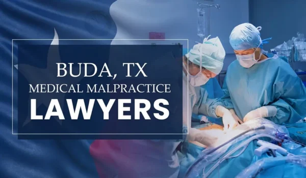 The State flag of Texas blending into a healthcare setting in Buda where medical negligence has occurred, depicting the need for Medical Malpractice Lawyers to help patients harmed by medical professionals and healthcare facilities.