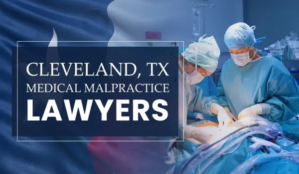 The State flag of Texas blending into a healthcare setting in Cleveland where medical negligence has occurred, depicting the need for Medical Malpractice Lawyers to help patients harmed by medical professionals and healthcare facilities.