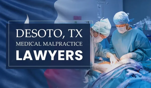 La bandera del Estado de Texas se funde con un entorno sanitario de Desoto en el que se ha producido una negligencia médica, lo que representa la necesidad de que los abogados especializados en negligencias médicas ayuden a los pacientes perjudicados por los profesionales médicos y los centros sanitarios.