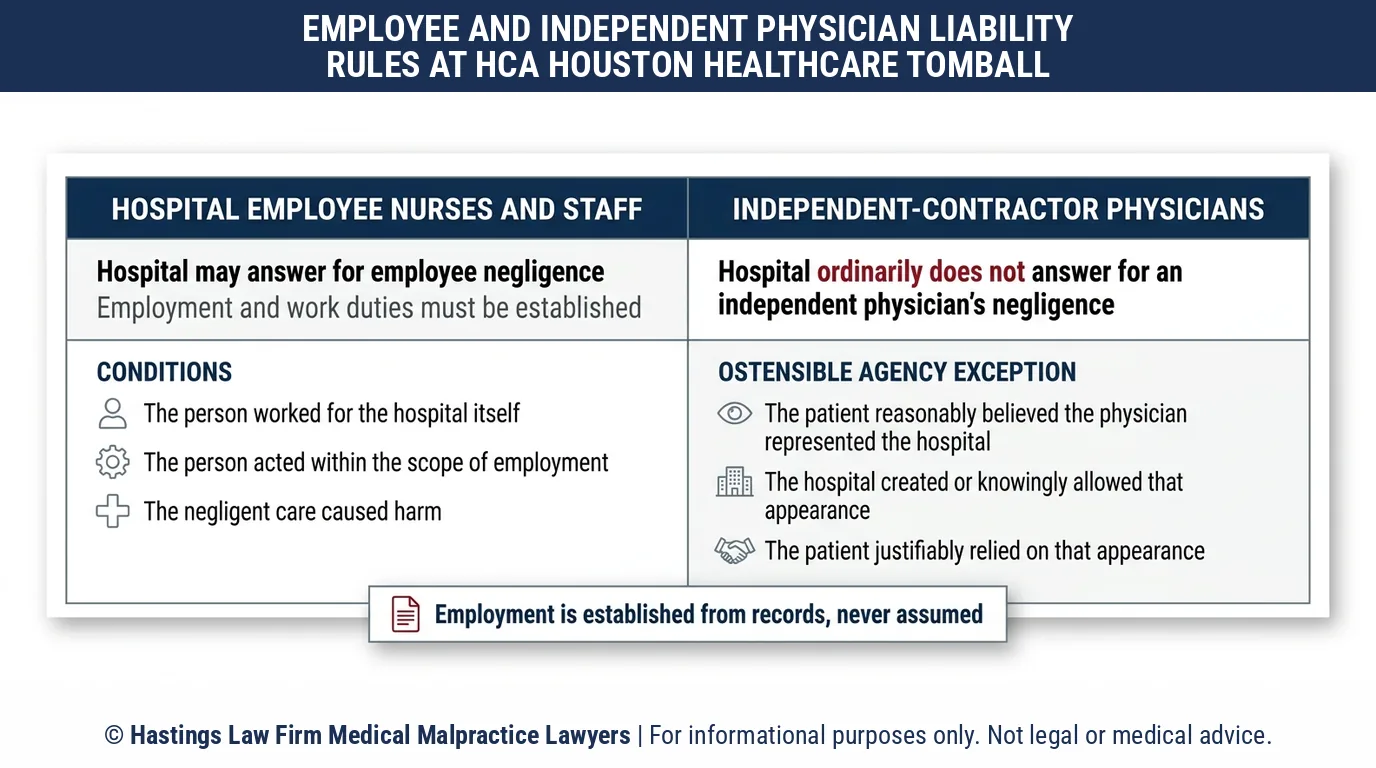 ¿El abogado de negligencia hospitalaria responsabiliza a HCA Houston Healthcare Tomball cuando una enfermera no reporta el deterioro de un paciente?.