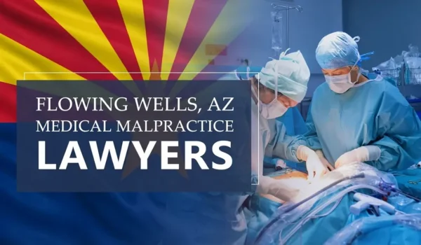La bandera del estado de Arizona se integra en un entorno sanitario de Flowing Wells donde se ha producido un caso de negligencia médica, lo que ilustra la necesidad de contar con abogados especializados en negligencia médica para ayudar a los pacientes que han sufrido daños a manos de profesionales médicos y centros de salud.