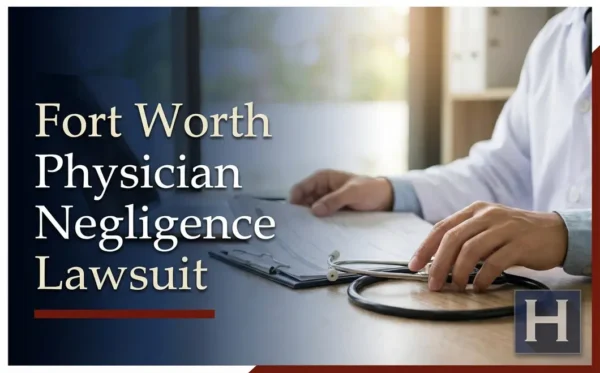 Un médico con bata blanca revisa unos documentos en un portapapeles, con un estetoscopio sobre el escritorio, lo que ilustra los posibles problemas que aborda un abogado especializado en negligencia médica de Fort Worth.
