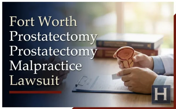 A doctor's hands hold a prostate model and medical records, underscoring possible Prostatectomy Malpractice for a Fort Worth lawyer.