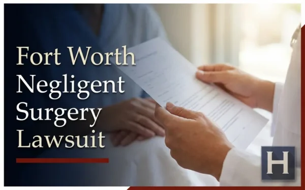 A medical professional and patient review a document in Fort Worth, illustrating common situations a negligent surgery lawyer handles.