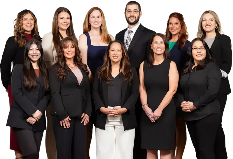 A group photo of the patient advocates and in-house medical staff at Hastings Law Firm Medical Malpractice Lawyers