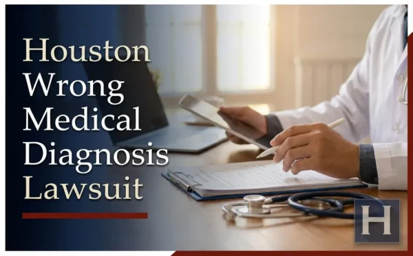 Un profesional médico revisa documentos en un escritorio con un estetoscopio, lo que subraya los complejos detalles que un abogado de Houston Diagnóstico Médico Equivocado examina para detectar posibles errores.