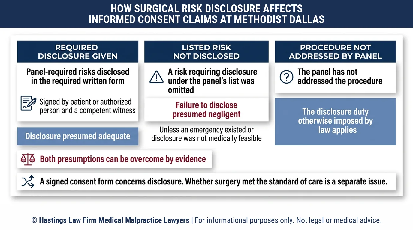 Can a hospital negligence lawyer help if Methodist Dallas Medical Center never warned me about the risks of my surgery.