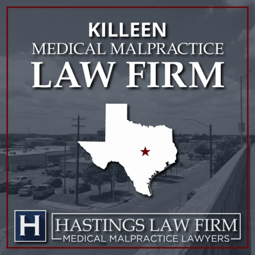 Texas mapa que marca Killeen, donde los abogados de negligencia Hastings Law Firm médica representan a pacientes lesionados en casos de litigio relacionados con la salud