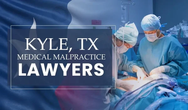 The State flag of Texas blending into a healthcare setting in Kyle where medical negligence has occurred, depicting the need for Medical Malpractice Lawyers to help patients harmed by medical professionals and healthcare facilities.