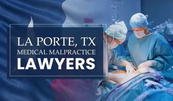 The State flag of Texas blending into a healthcare setting in La Porte where medical negligence has occurred, depicting the need for Medical Malpractice Lawyers to help patients harmed by medical professionals and healthcare facilities.
