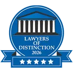 Logotipo del premio «Five Star Award» de Lawyers of Distinction 2026 para Tommy Hastings.
