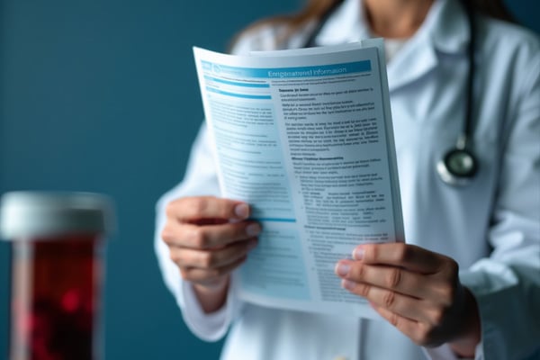 Un médico que revisa el prospecto de los medicamentos con GLP-1 y analiza la posibilidad de una NAION