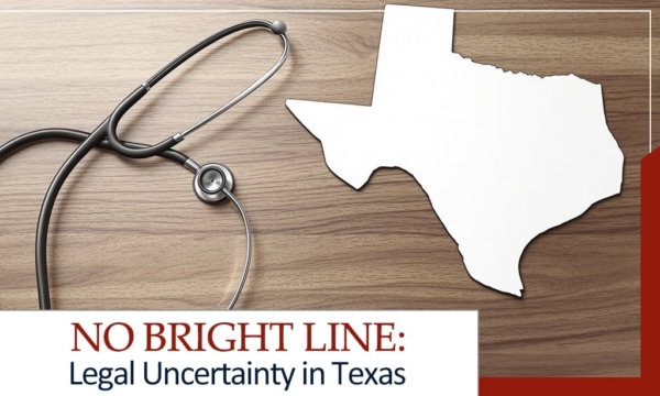 Texas: incertidumbre jurídica con ilustración de un estetoscopio