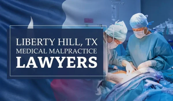 The State flag of Texas blending into a healthcare setting in Liberty Hill where medical negligence has occurred, depicting the need for Medical Malpractice Lawyers to help patients harmed by medical professionals and healthcare facilities.