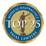 national trial lawyers badge for top 25 medical malpractice lawyer in the nation awarded to Tommy Hastings