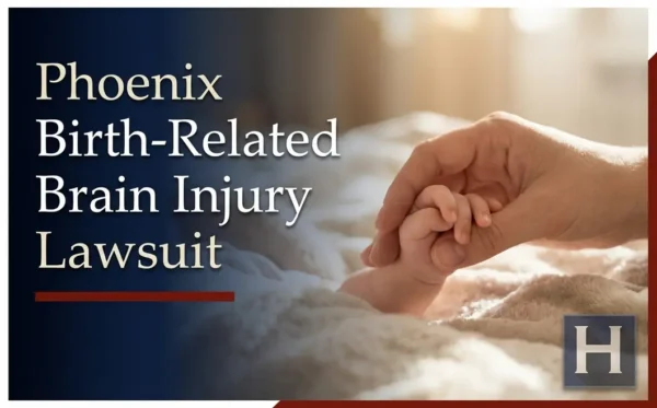 La mano cariñosa de un adulto sostiene con delicadeza la mano de un bebé sobre una manta suave, lo que pone de relieve los delicados casos que lleva un abogado especializado en lesiones cerebrales relacionadas con el parto en Phoenix.