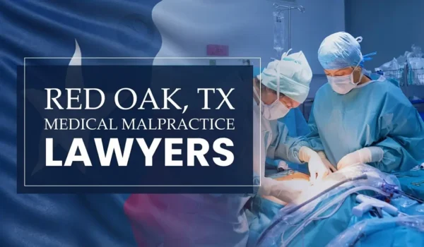 La bandera del Estado de Texas se mezcla con un entorno sanitario en Red Oak donde se ha producido una negligencia médica, lo que representa la necesidad de que los abogados especializados en negligencias médicas ayuden a los pacientes perjudicados por los profesionales médicos y los centros sanitarios.