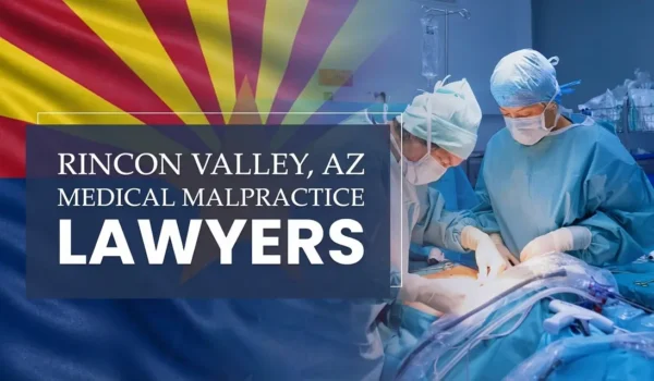 The State flag of Arizona blending into a healthcare setting in Rincon Valley where medical negligence has occurred, depicting the need for Medical Malpractice Lawyers to help patients harmed by medical professionals and healthcare facilities.