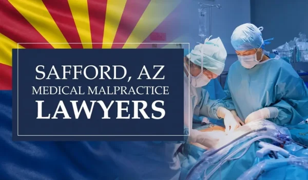 The State flag of Arizona blending into a healthcare setting in Safford where medical negligence has occurred, depicting the need for Medical Malpractice Lawyers to help patients harmed by medical professionals and healthcare facilities.