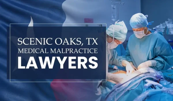 The State flag of Texas blending into a healthcare setting in Scenic Oaks where medical negligence has occurred, depicting the need for Medical Malpractice Lawyers to help patients harmed by medical professionals and healthcare facilities.