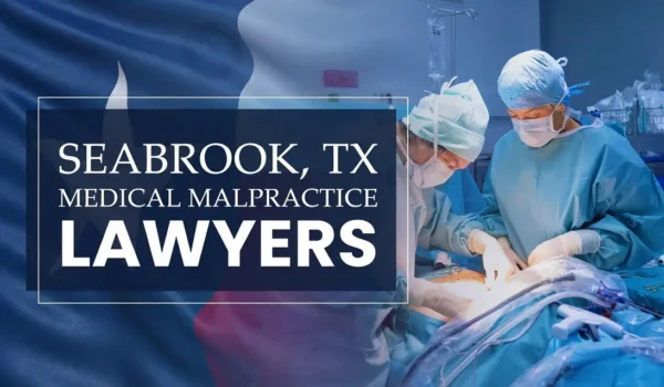 The State flag of Texas blending into a healthcare setting in Seabrook where medical negligence has occurred, depicting the need for Medical Malpractice Lawyers to help patients harmed by medical professionals and healthcare facilities.
